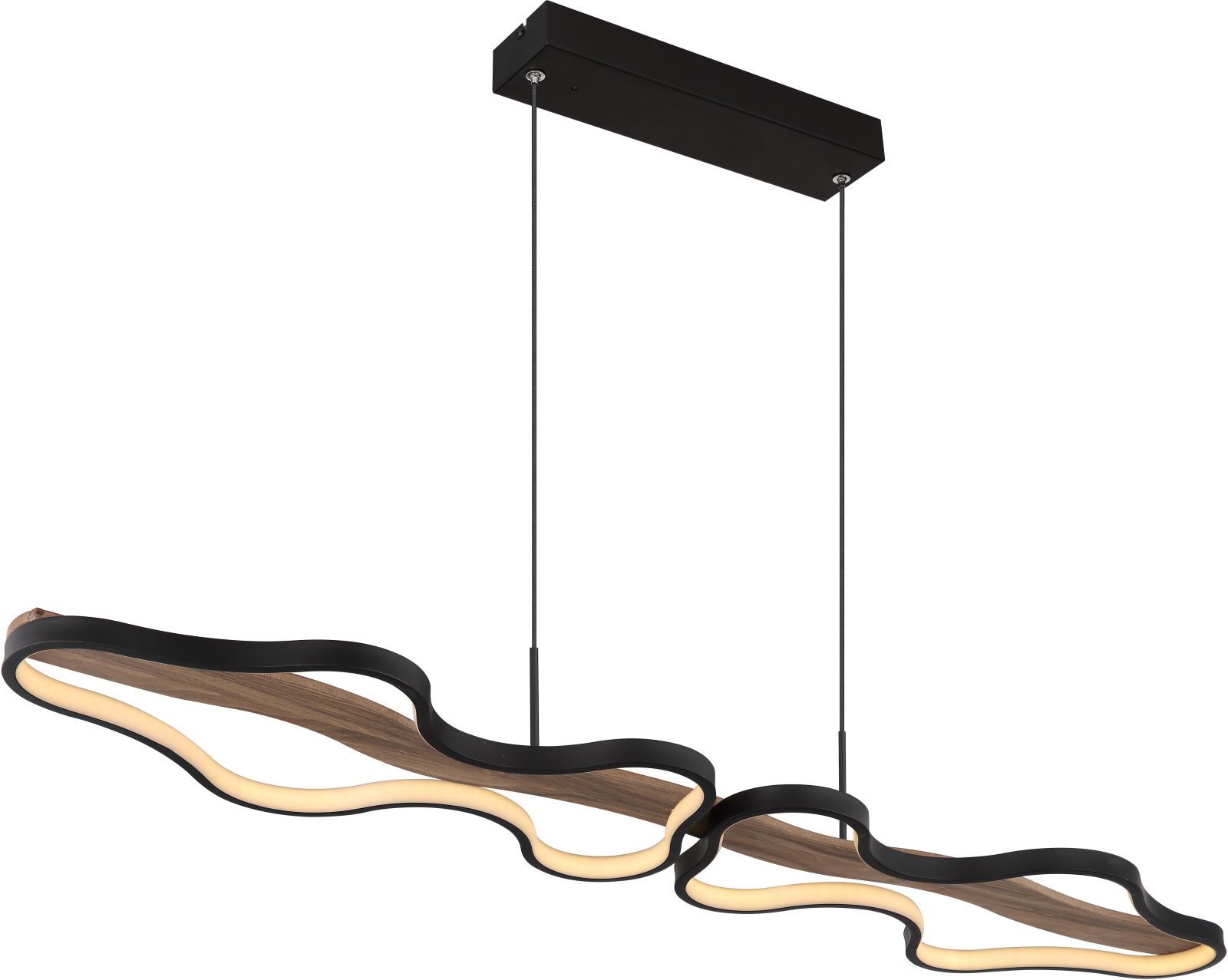 LED-Hängeleuchte - schwarz-holzfarben - 112 cm