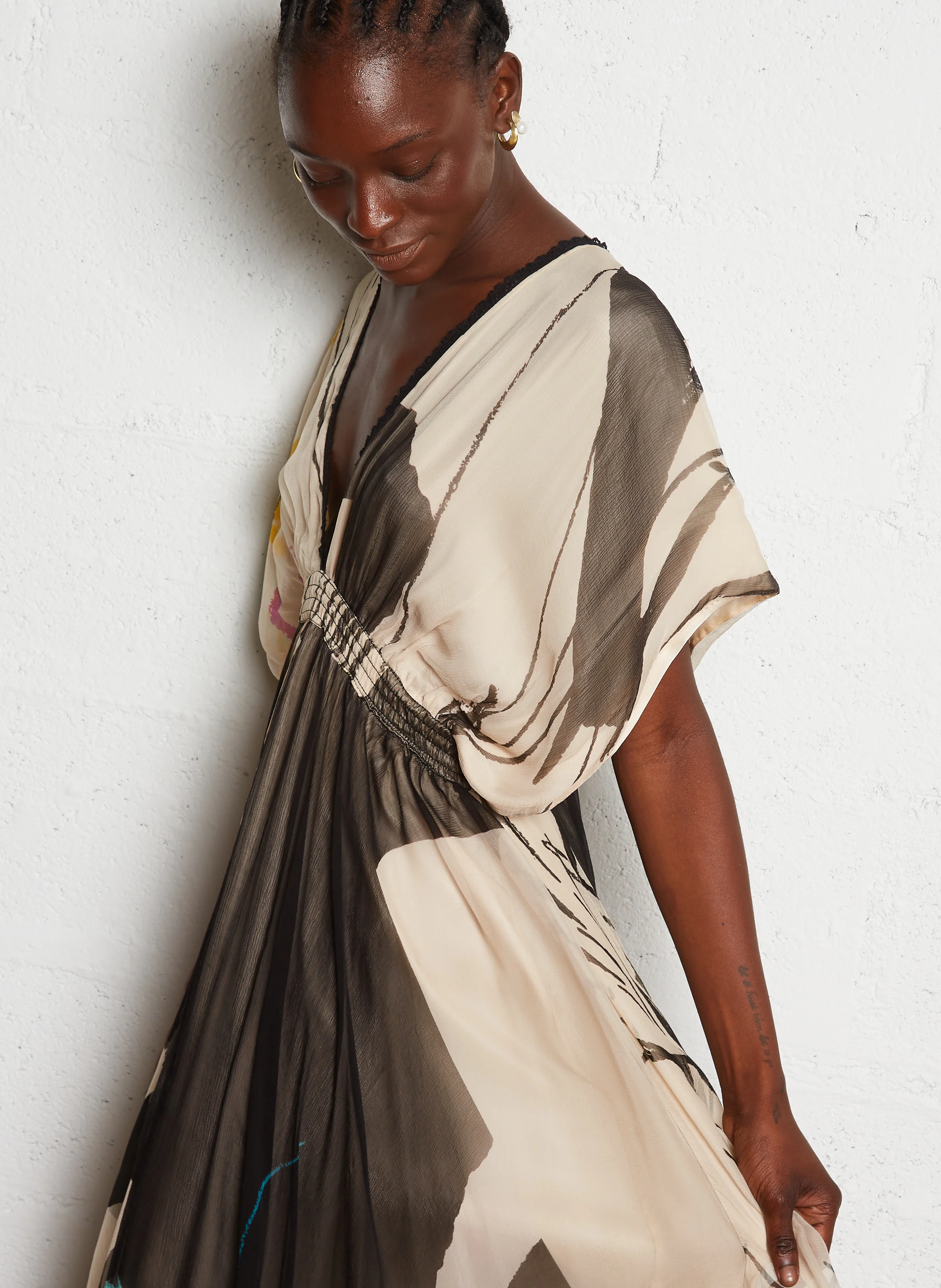 MICASSO - Robe longue imprimée fluide | Multicolore