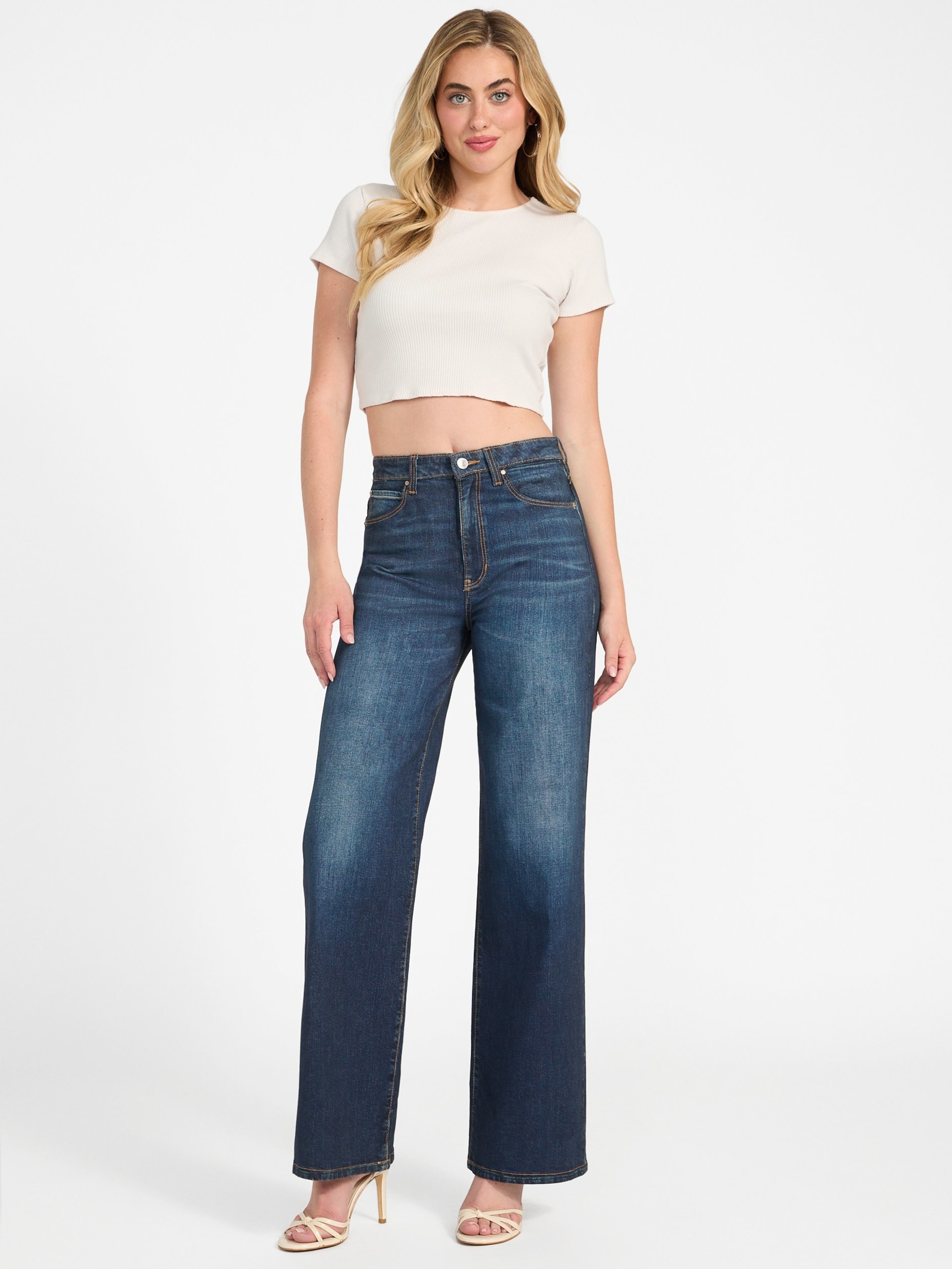 Calça jeans ecológica de perna larga