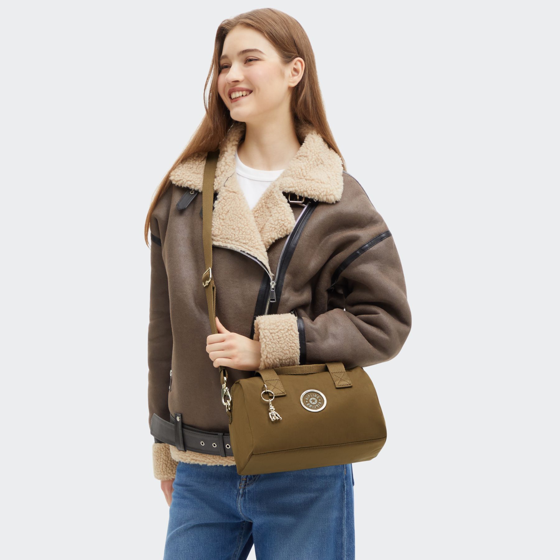BINA M Sac à main de taille moyenne avec bandoulière ajustable amovible - Dry Laurel Spice