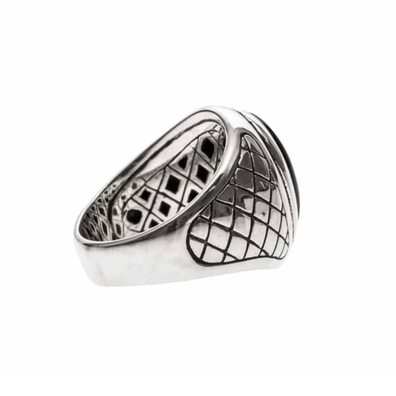 Bague Homme Onyx Asymétrique Argent