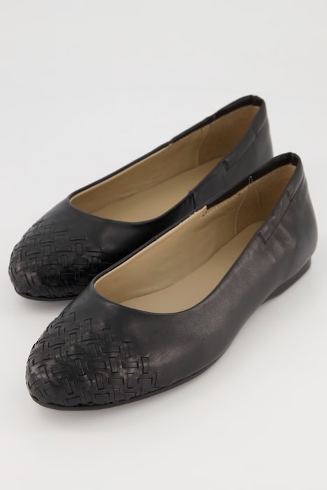 Leder-Ballerinas, Webspitze, Weite H