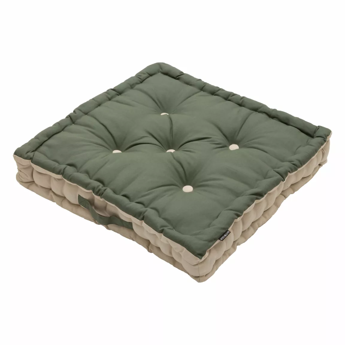 Coussin de sol carré coton (50 x 50 cm) Pixel Bicolore Vert kaki / beige
