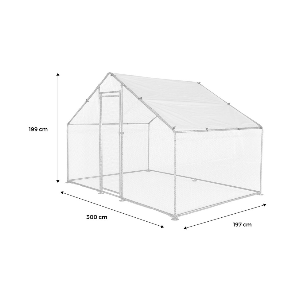 Enclos pour poulailler 6m² - babette - volière en acier galvanisé. Bâche de toit imperméable et anti uv. Porte avec loquet. Enclos