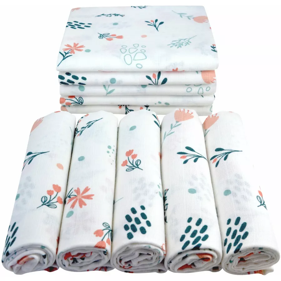 M.M.C. Mullwindel 10 PACK Natur Motive 80x70 cm Mulltücher 10 Blumen