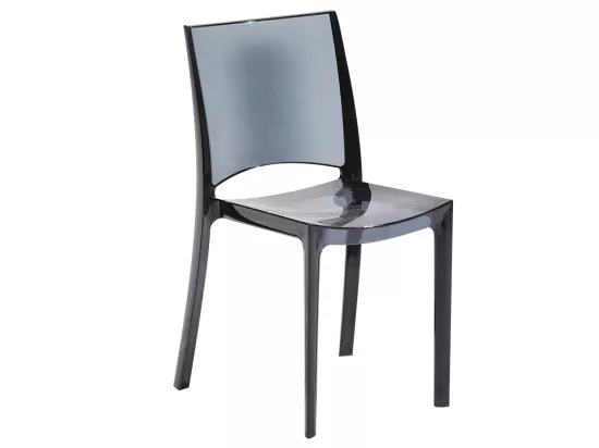 Lot de 2 chaises empilables HELLY - Polycarbonate plein - Gris ardoise
