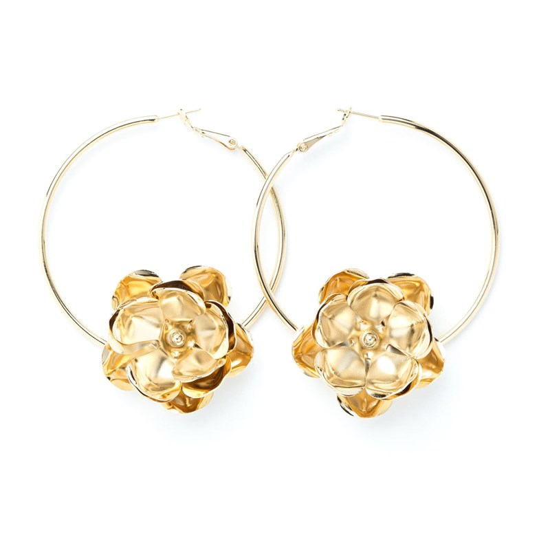boucles d'oreilles créoles fleurs doré à l'or fin - AGLAÉ