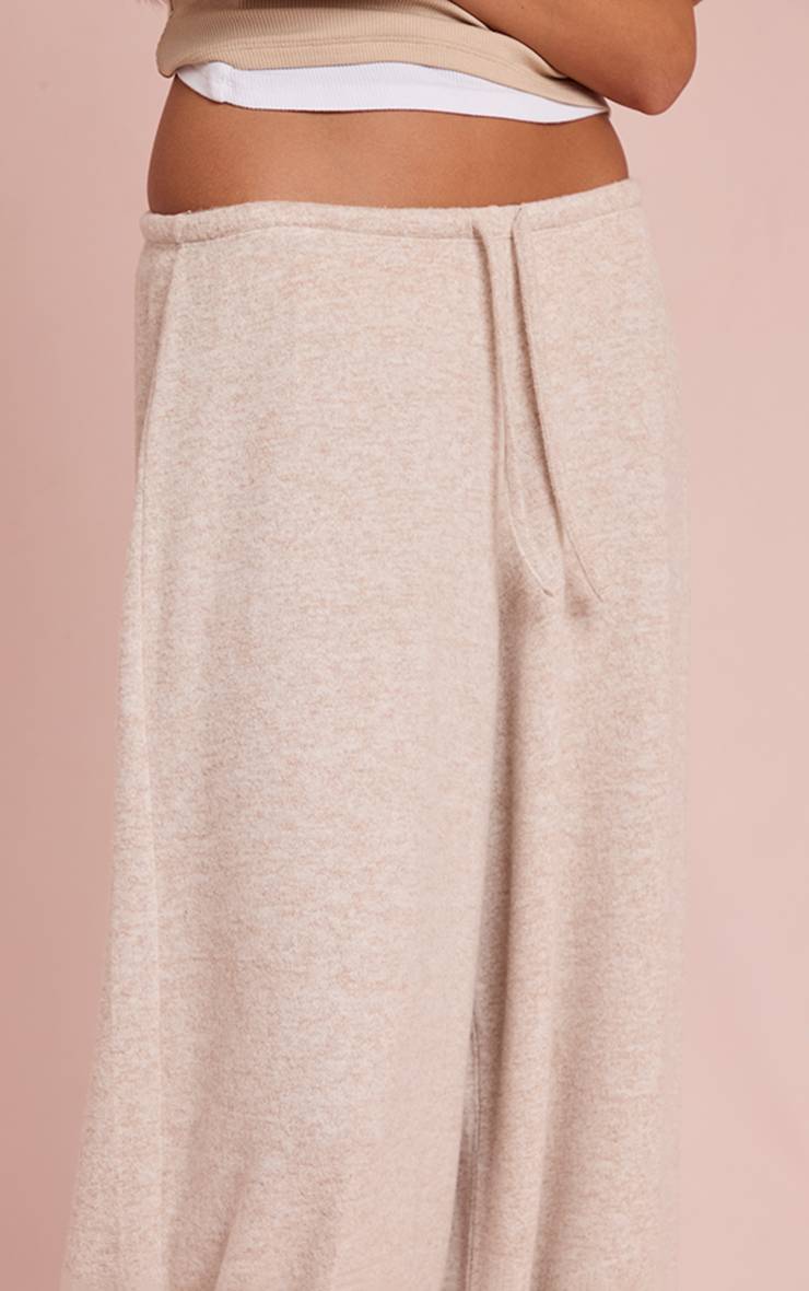 Sable Pantalon En Maille Douce Chiné Avec Cordon De Serrage