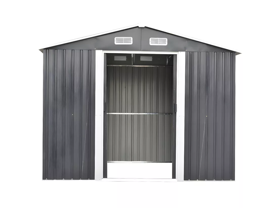 Abri de jardin métal en acier galvanisé gris 6,6 m² - MANSO