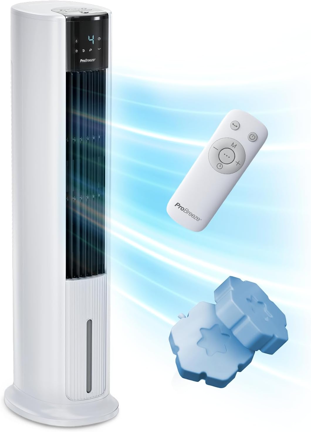 Pro Breeze OmniAir Turmventilator mit Wasserkühlung - Luftkühler mit Fernbedienung, 4 Modi, 4 Gebläsestufen - Ventilator leise - Mobile Klimaanlage ohne Abluftschlauch - Verdunstungskühler, 7L