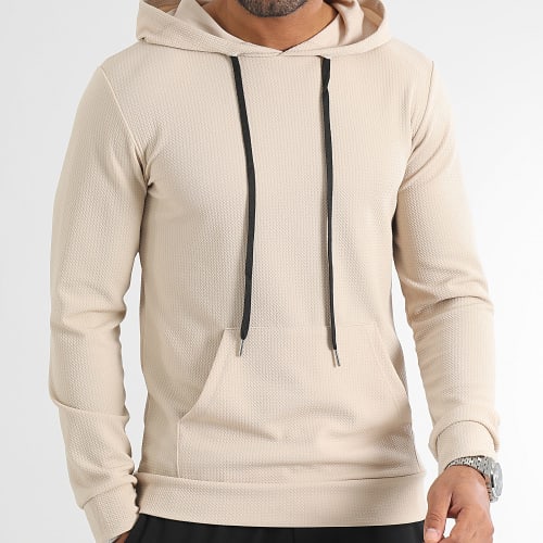 Sweat Capuche Texturé Waffle 0609 Beige Clair