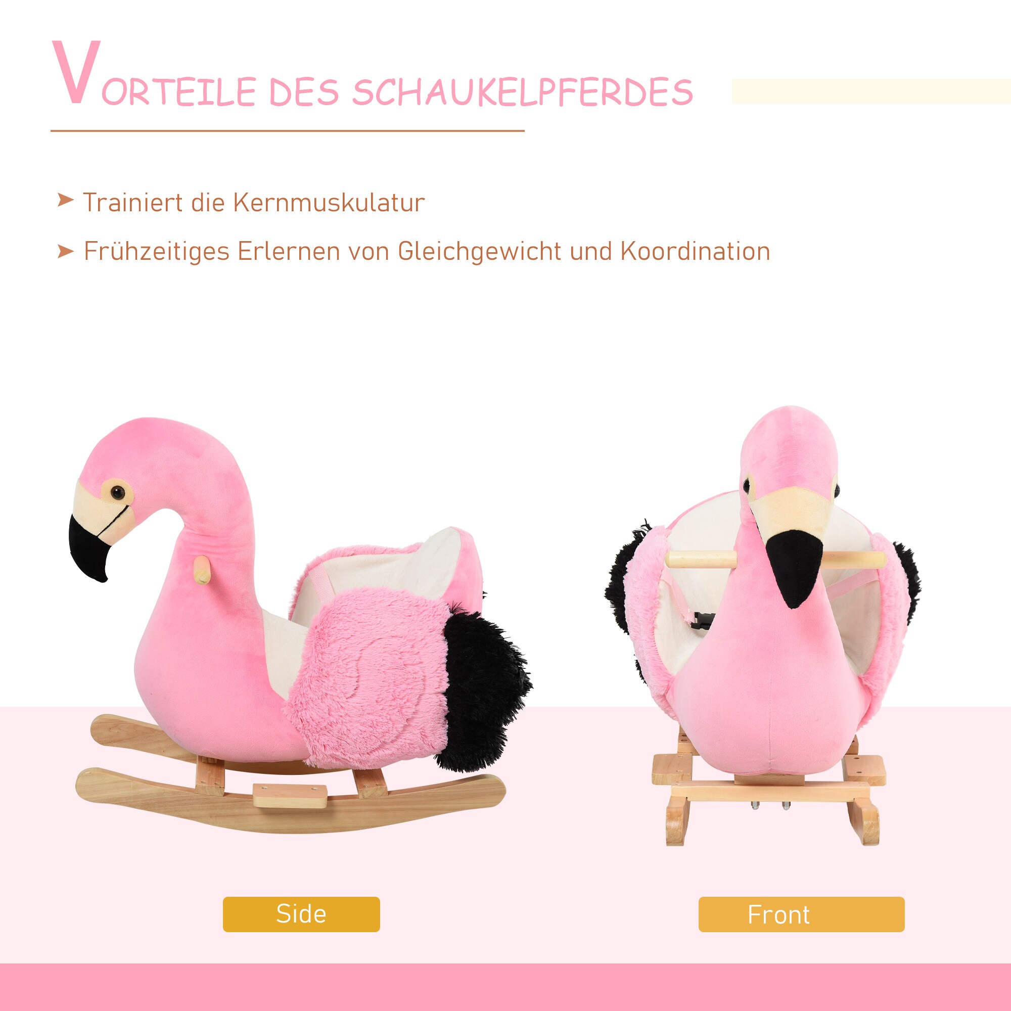 HOMCOM Kinder Schaukeltier als Flamingo rosa 60 x 33 x 52 cm (LxBxH)