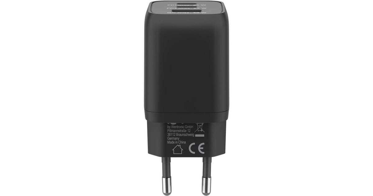 goobayUSB-C snellader Nano (65 W) en USB-C textielkabel  (Zwart, 1 meter)
