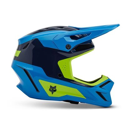 Casque cross Fox V3 - IMPRESSION - ENFANT - Bleu