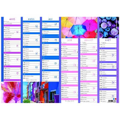 Calendrier Color Story - 7 mois par face - 40,5 x 55 cm - Oberthur