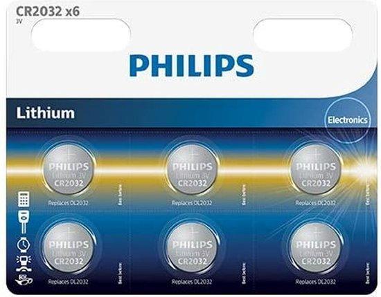 Philips Lithium CR2032 Batterijen 6 Stuks