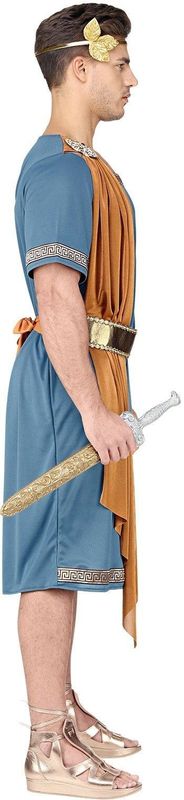 Widmann - Romeinse Keizer Kostuum - Blauw - Gouden Riempje - Inclusief Lauwerkrans