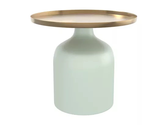 Table d'appoint ronde en métal vert d'eau et laiton D44,5 cm - Lyne