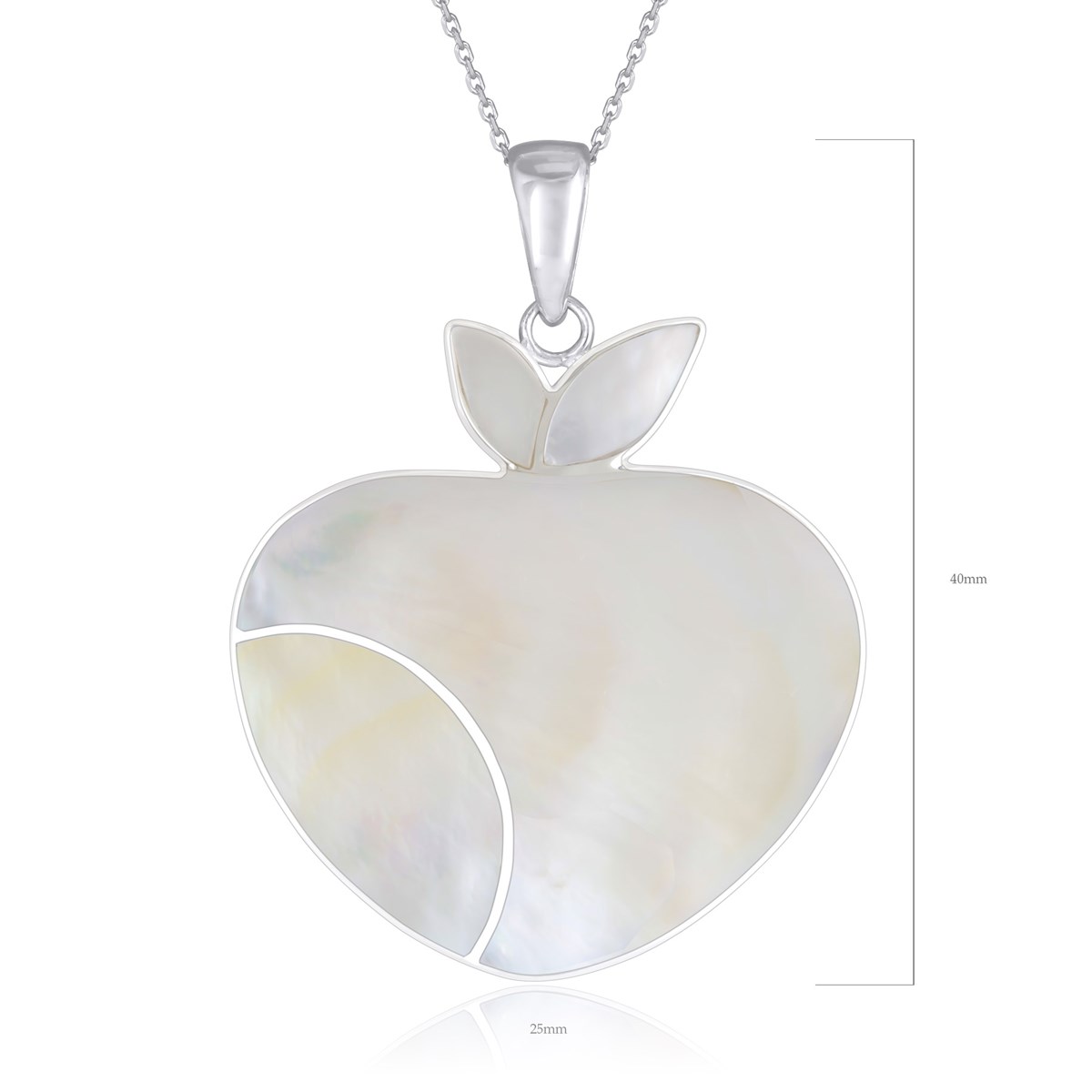 Pendentif Unique en Nacre Blanche - Forme de Pomme d'Argent | Aden Boutique