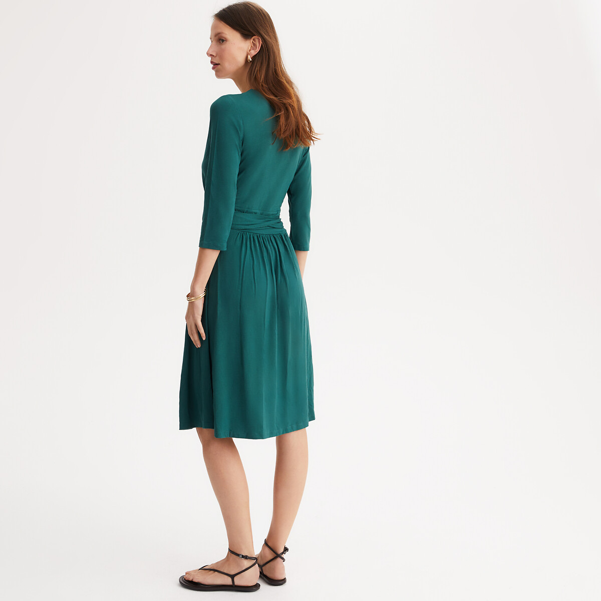 ANNE WEYBURN<br>Vestido midi com estampa de bandeiras, mangas 3/4