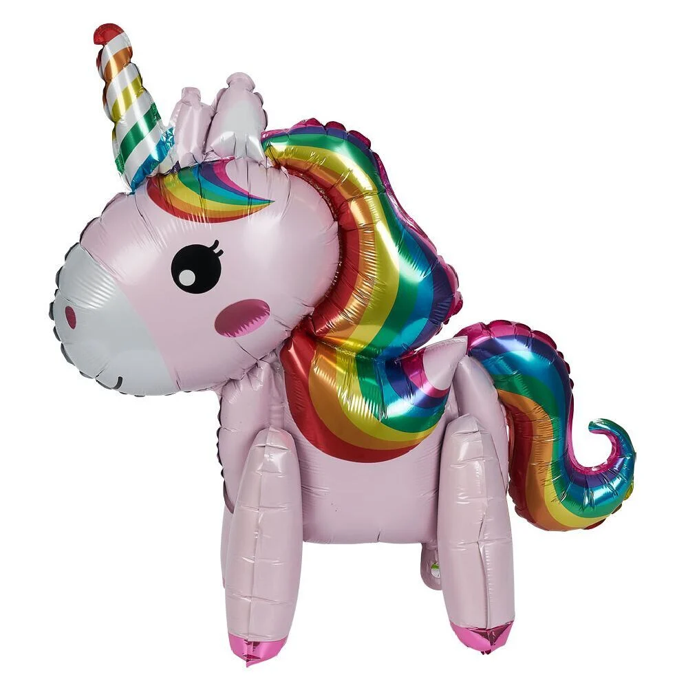 Ballon alu licorne rose et multicolore H56cm