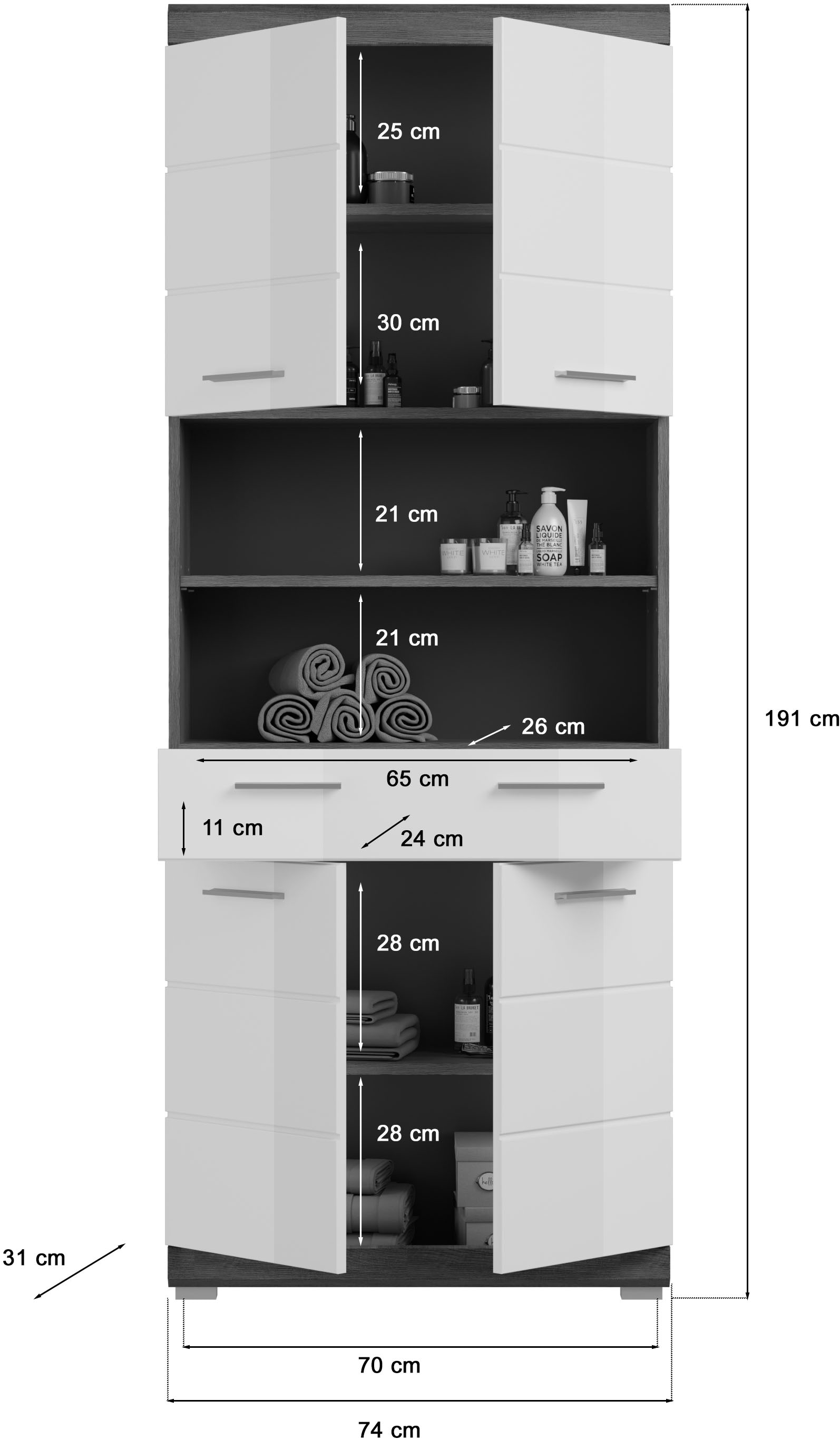 INOSIGN Badmöbel-Set »Siena, 4 teilig, bestehend aus:« Set, TOPSELLER!, 4 Stk. tlg.
