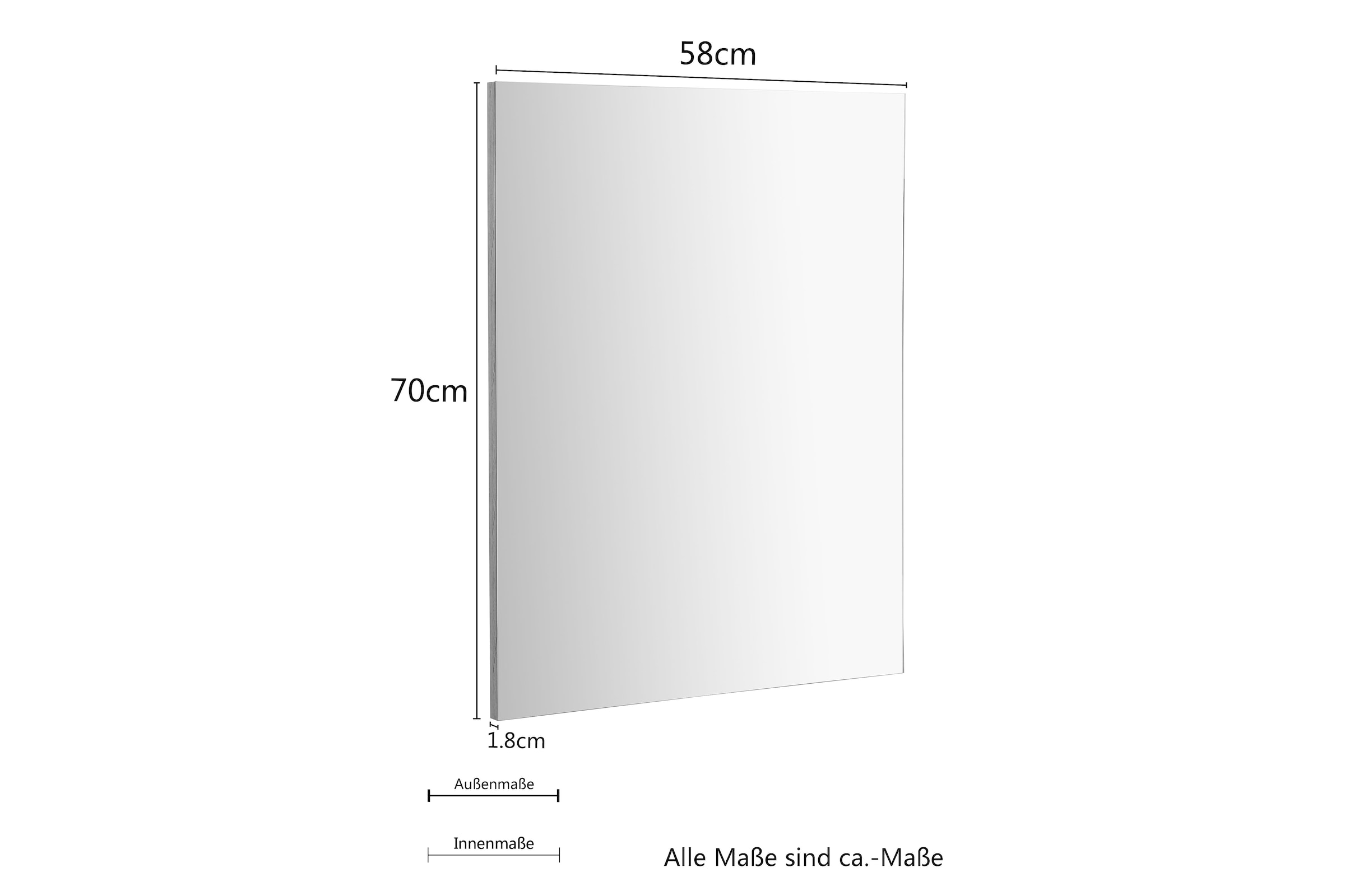 welltime Badspiegel »Lund Badezimmerspiegel Spiegelschrank ohne LED Beleuchtung« Spiegel Breite 58cm klassisches Design fürs Badezimmer