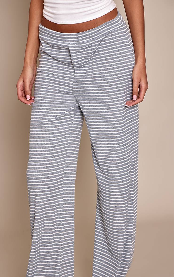 Gris Chiné Pantalon Large Style Boyfriend Taille Haute
