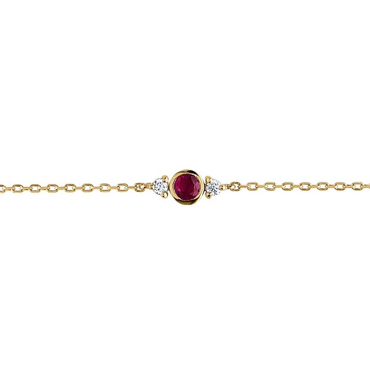 Bracelet Brillaxis rubis et oxydes en or jaune 18k