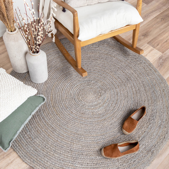 Jute vloerkleed - Fair Rond Grijs | 100% natuurlijk