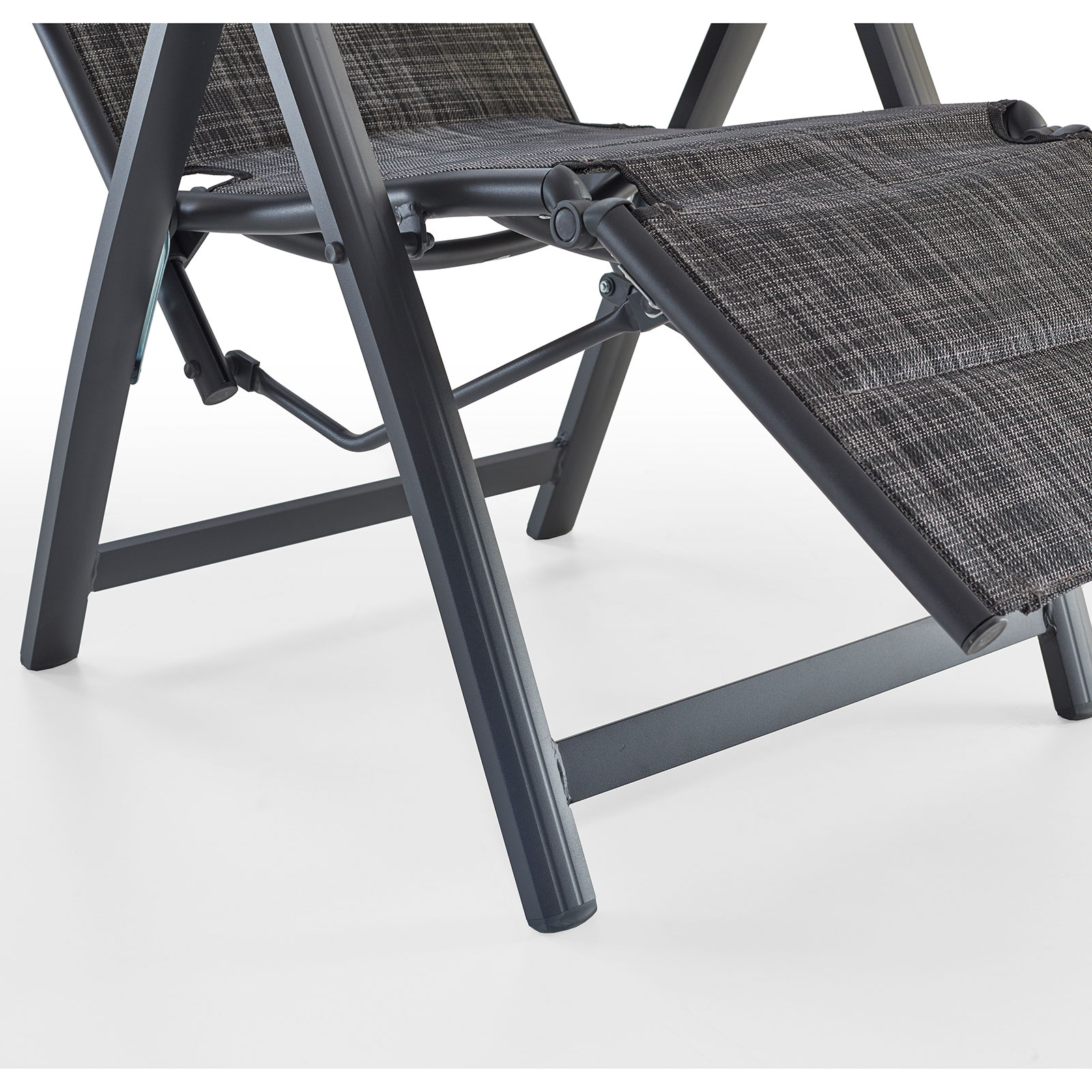 Gartensessel - dunkelgrau - Aluminium - mit Beinablage
