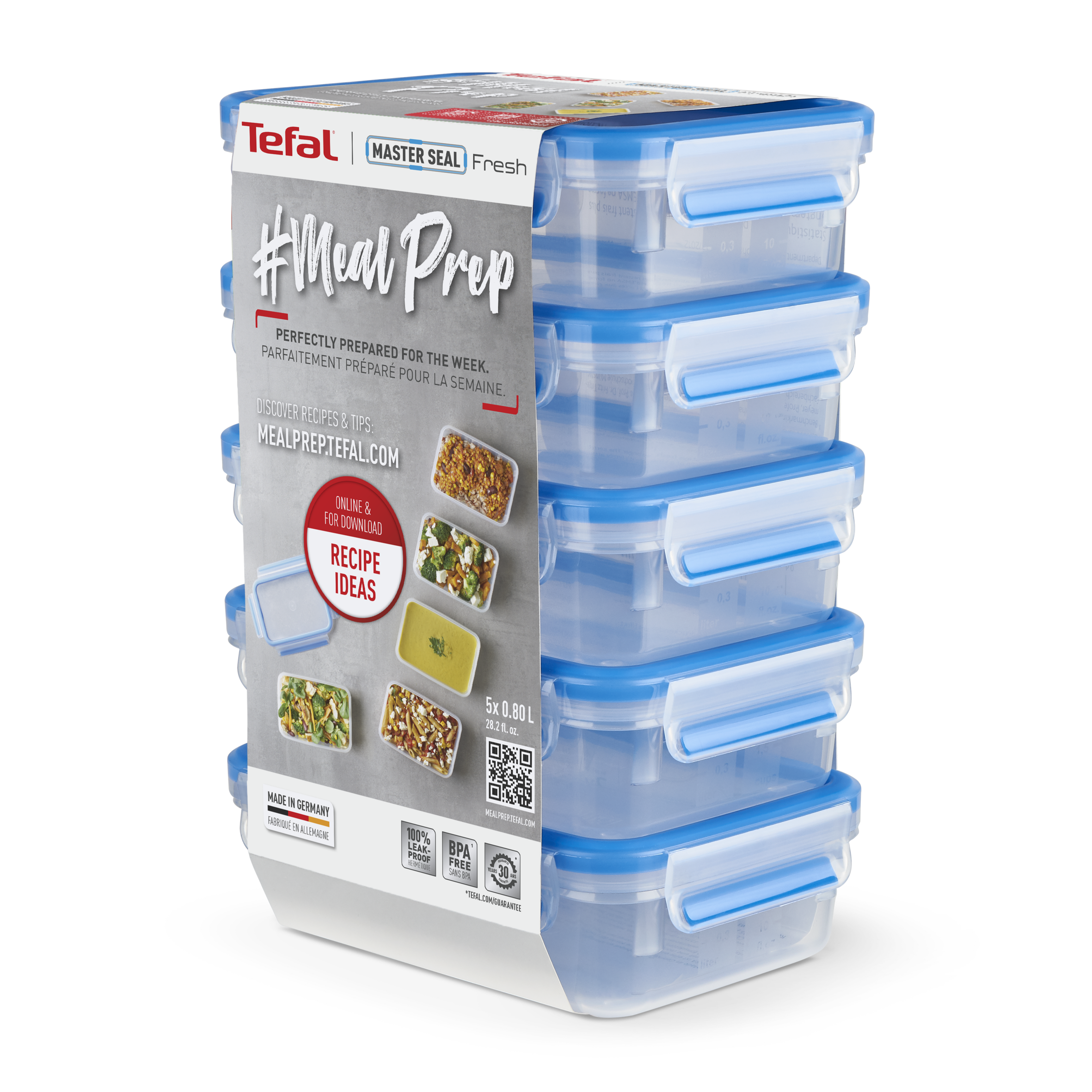 MasterSeal Fresh N1030710 Mealprep Set rechthoekig (5 x 0,8L)