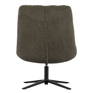 WOOOD fauteuil Job donkergroen teddy stof draaibaar