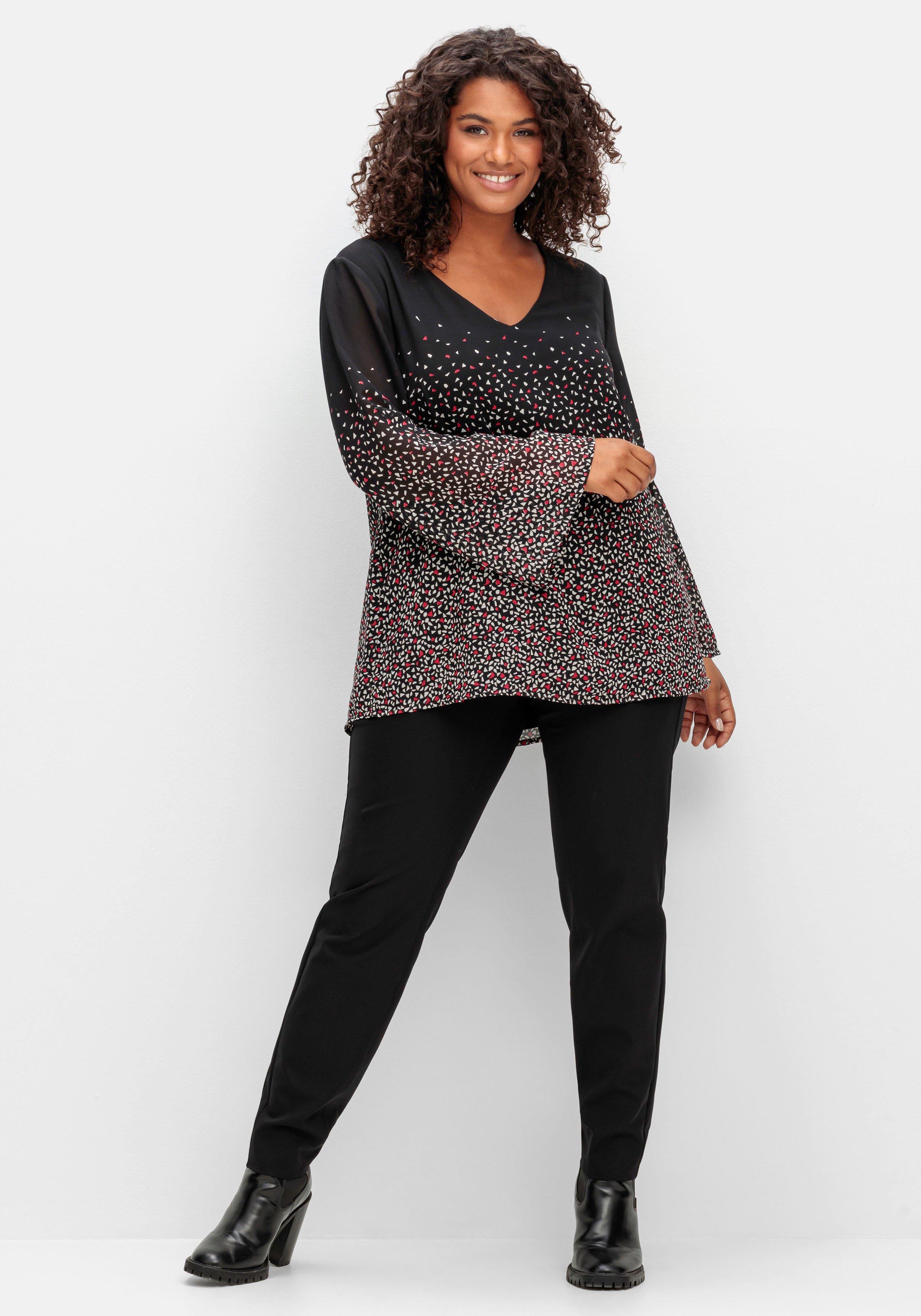 Gefütterte Chiffontunika mit Alloverprint