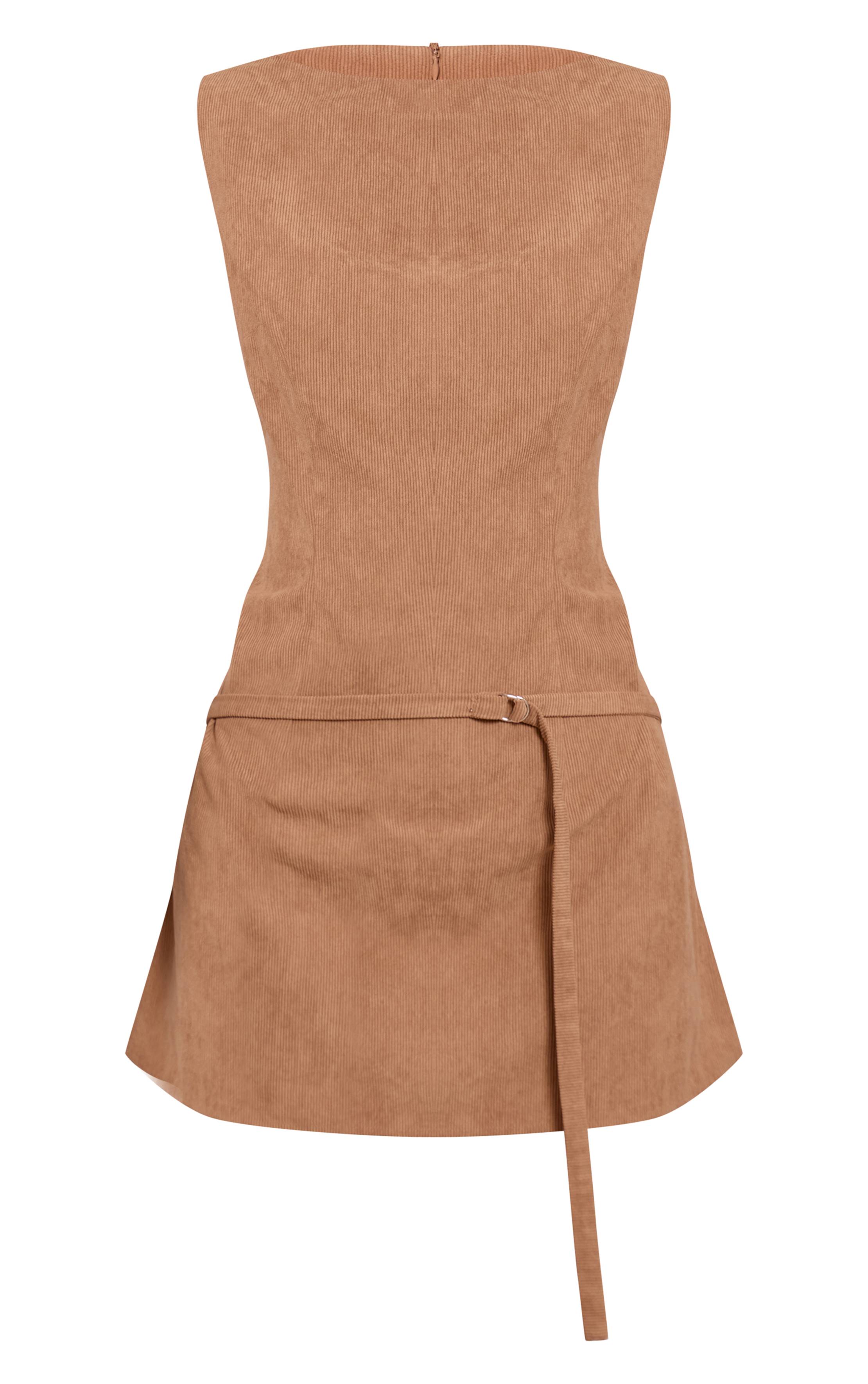 Marron Robe Moulante À Détail Ceinture Cordon