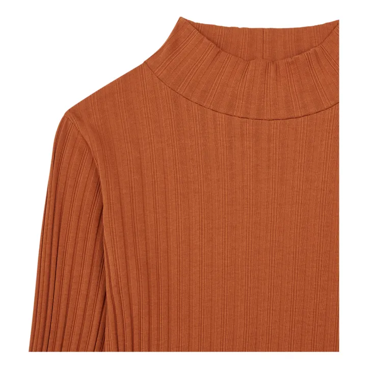 SMALLABLE BASICS Sous Pull Femme Cotelé Coton Bio | Noisette