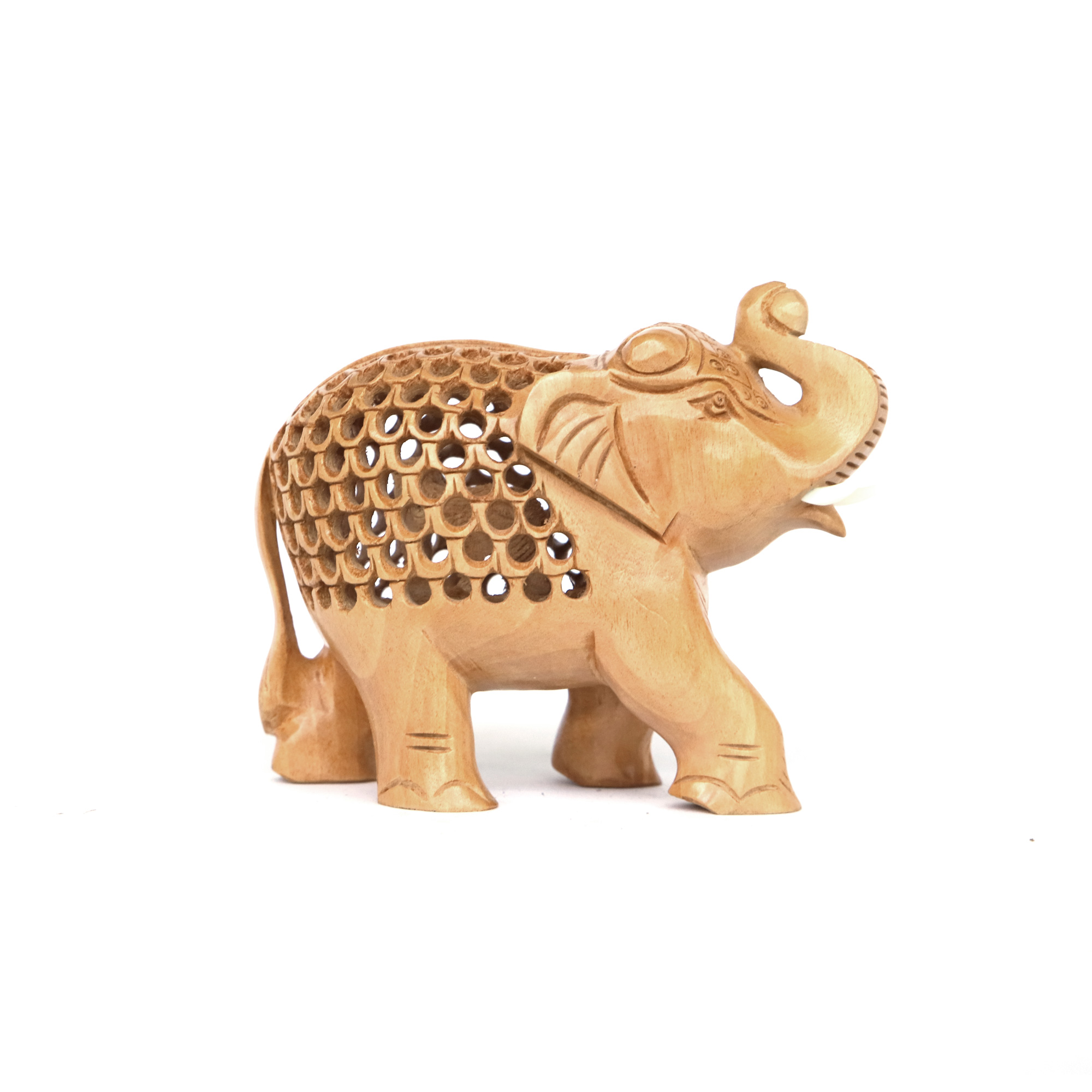 Elefant im Elefant aus Holz, natur, H 11 cm, B 14 cm, T 7 cm von fischer's lagerhaus