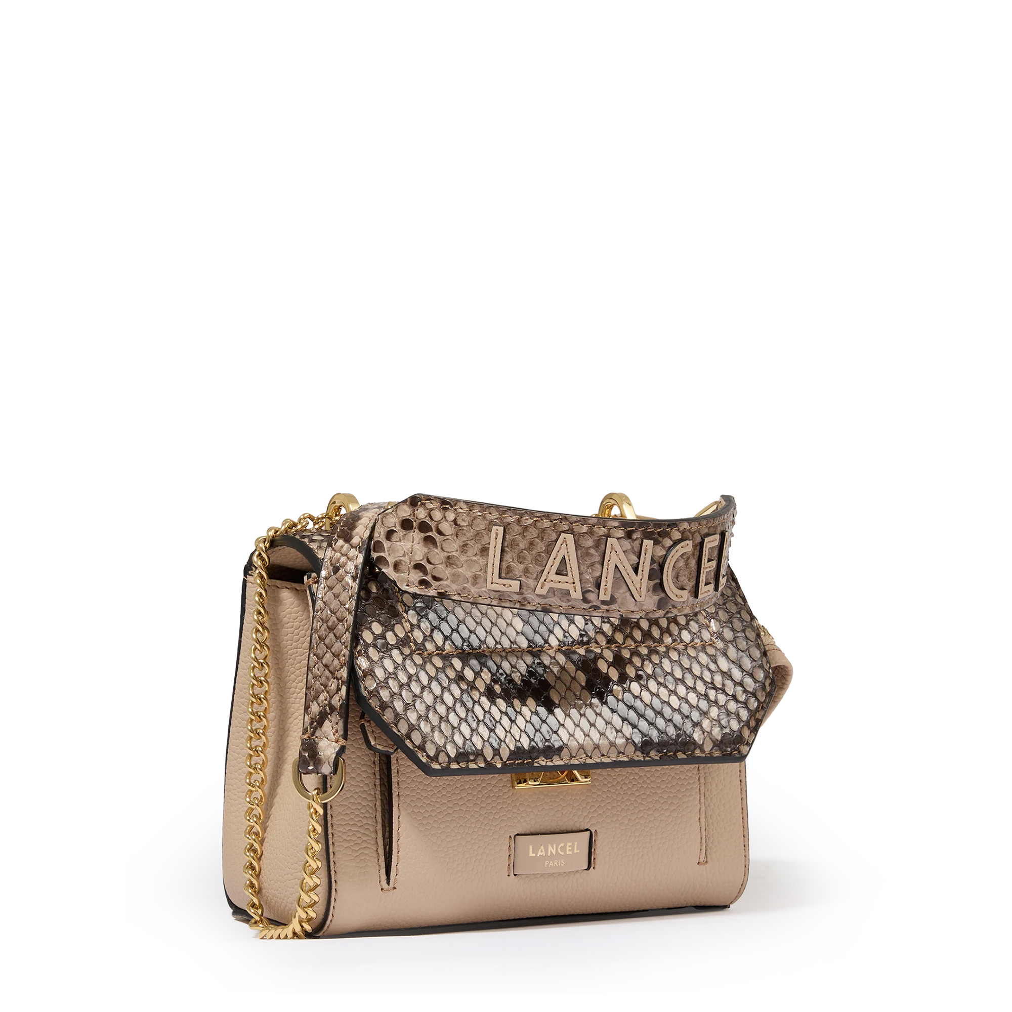 S flap bag Ninon de Lancel-Cappuccino/Dore