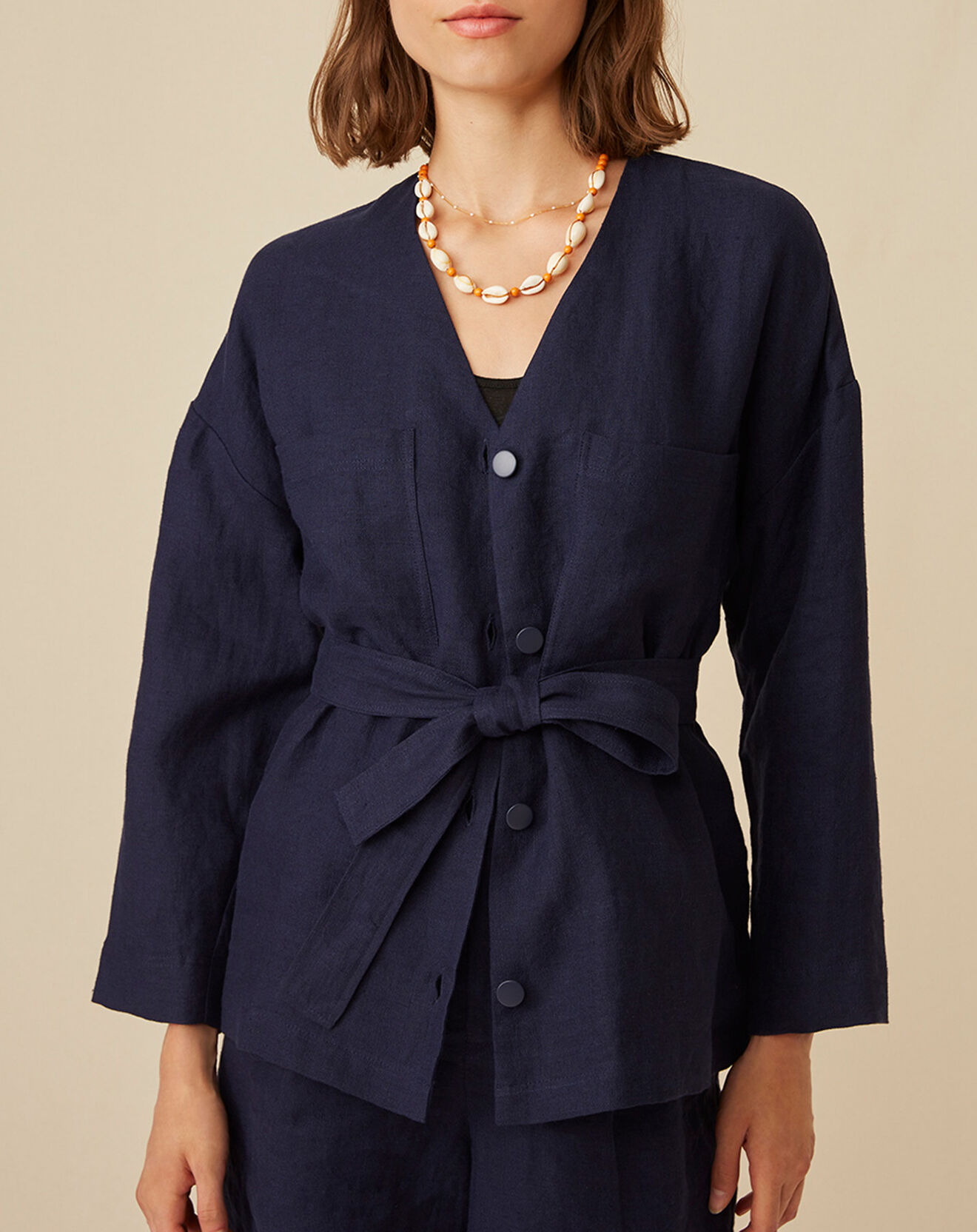 Harris Wilson Veste 100% Lin Elodie marine
