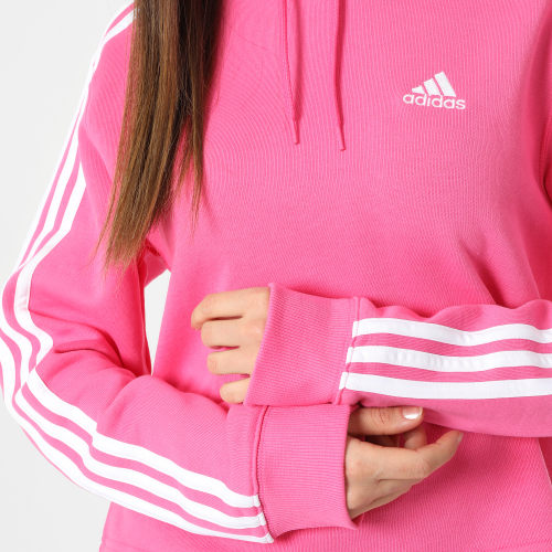 Sweat Capuche Femme A Bandes 3 Stripes IC9911 Rose