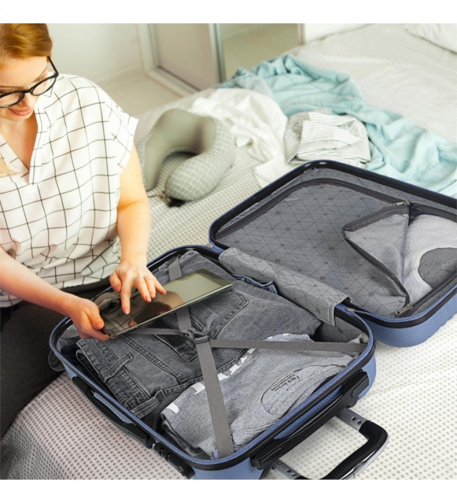Mala de cabine rígida ITACA com 4 rodas T71550 Azul Safira - 55x38x20cm -