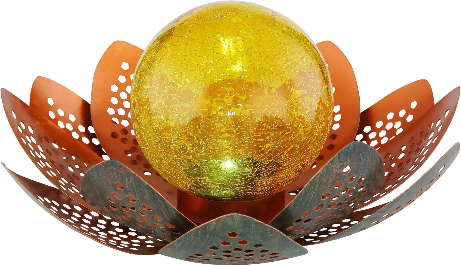 Solarleuchte - grün-gold - Glas - Metall