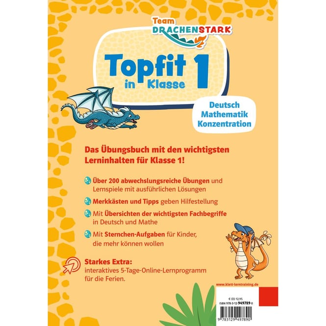 Topfit in Klasse 1 - Team Drachenstark - Deutsch, Mathematik, Konzentration