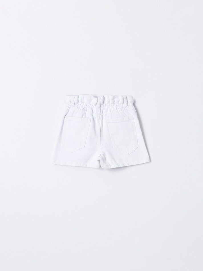 Shorts jeans estilo paperbag - Branco