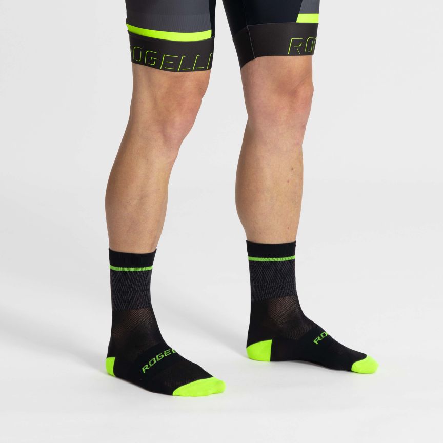 Rogelli Hero 2 Cykelstrømper Sort/Fluorescerende Grøn