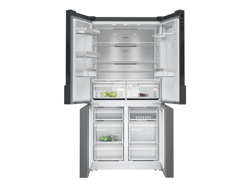Siemens KF96NAXEA - Køleskab/fryser - bund-fryser - bredde: 91 cm - dybde: 73.1 cm - højde: 183 cm - 605 liter - Klasse E - BlackSteel
