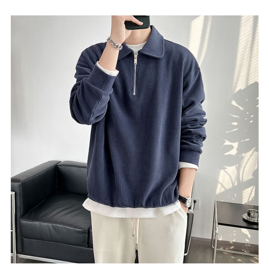 Craltuxe - Sweatshirt met kraag en halve rits