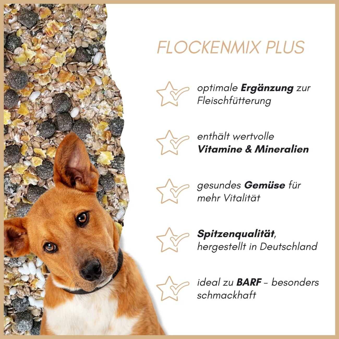 Supravit Flockenmix Plus für Hunde - schmackhafte Flockenmischung für deinen Hund - optimale Ergänzung zur Fleischfütterung, Hundewurst oder Trockenfleisch… 5 kg