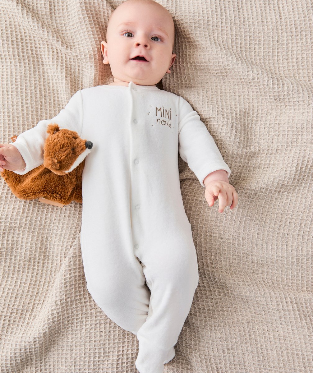 DORS BIEN VELOURS BÉBÉ EN FIBRES RECYCLÉES ÉCRU