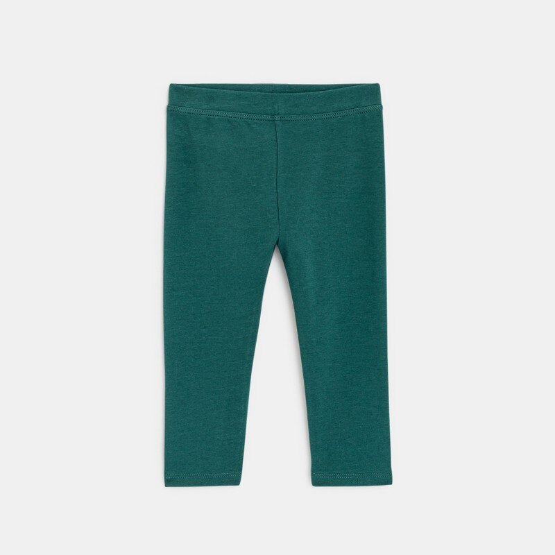 Robe fleurie molleton et legging verte bébé fille Vert